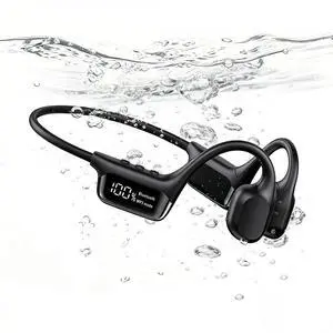 Swimming Headphones, 32GB IPX8 Waterproof MP3 Player with LED Display, Bone Conduction Headphones with Bluetooth 5.4, 8H Playtime Lightweight & Secure Fit for Swimming, Running & Cycling Black Swimming Headphones, 32GB IPX8 Waterproof MP3 Player with LED Display, Bone Conduction Headphones with Bluetooth 5.4, 8H Playtime Lightweight & Secure Fit for Swimming, Running & Cycling Black