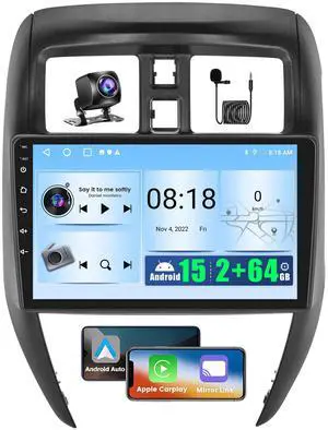 Android 15 Car Stereo for Nissan Versa Sedan 2015-2019 | 10.1" TouchScreen Radio Wireless CarPlay & Android Auto, Mirror Link, WiFi GPS Bluetooth FM, EQ, 2+64G, SWC + Backup Camera Android 15 Car Stereo for Nissan Versa Sedan 2015-2019 | 10.1" TouchScreen Radio Wireless CarPlay & Android Auto, Mirror Link, WiFi GPS Bluetooth FM, EQ, 2+64G, SWC + Backup Camera