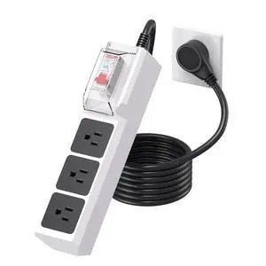 GFCI Power Strip, 10ft Heavy Duty Extension Cord, 30mA RCBO Circuit Breaker | 3 Outlet (1875W/15A) 14 AWG for Home, Factory Workshop, Garage, Covered Outdoor GFCI Power Strip, 10ft Heavy Duty Extension Cord, 30mA RCBO Circuit Breaker | 3 Outlet (1875W/15A) 14 AWG for Home, Factory Workshop, Garage, Covered Outdoor
