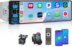 6.5" Single Din Car Stereo Wireless Apple CarPlay Android Auto | Car Radio Bluetooth 5.2, FM/AM/RDS, IPS HD Touchscreen, Type-C Fast Charging 6.5" Single Din Car Stereo Wireless Apple CarPlay Android Auto | Car Radio Bluetooth 5.2, FM/AM/RDS, IPS HD Touchscreen, Type-C Fast Charging