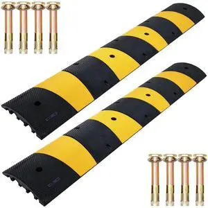 Heavy Duty Speed Bumps 6FT 2 Pack 2-Channel Modular Traffic Driveway Speed Bump Hump Heavy Duty Rubber Cable Ramp with 8 Bolts for Asphalt Concrete Garage Gravel Roads (72 x 12 x 2.4 Inch) Heavy Duty Speed Bumps 6FT 2 Pack 2-Channel Modular Traffic Driveway Speed Bump Hump Heavy Duty Rubber Cable Ramp with 8 Bolts for Asphalt Concrete Garage Gravel Roads (72 x 12 x 2.4 Inch)
