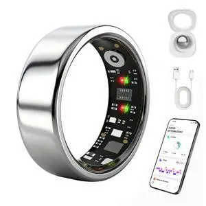 Smart Ring for Women Men, IP68 Waterproof Health Tracker with No Subscription Fee, Sleep and Stress Monitoring, Activity Fitness Ring, Android/iOS Compatible(Silver,10) Smart Ring for Women Men, IP68 Waterproof Health Tracker with No Subscription Fee, Sleep and Stress Monitoring, Activity Fitness Ring, Android/iOS Compatible(Silver,10)