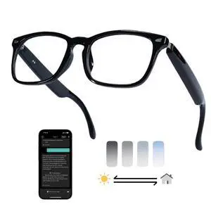 AI Smart Glasses, 164 Language Translation Glasses, Bluetooth Glasses with Speakers for Music and Calls, Photochromic Lenses, 170mAh Battery for Men Women, Travel, Work and Sports AI Smart Glasses, 164 Language Translation Glasses, Bluetooth Glasses with Speakers for Music and Calls, Photochromic Lenses, 170mAh Battery for Men Women, Travel, Work and Sports