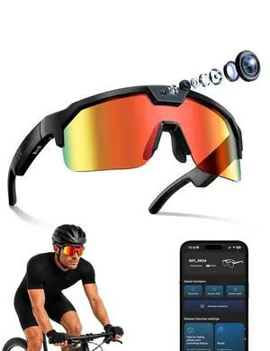 AI Smart Glasses with 30MP Camera, 4K HD Video Sport Sunglasses | Bluetooth ChatGPT Voice Real-Time Translation, IP66 UV400 Sunglasses for Baseball, Cycling & Hiking Orange AI Smart Glasses with 30MP Camera, 4K HD Video Sport Sunglasses | Bluetooth ChatGPT Voice Real-Time Translation, IP66 UV400 Sunglasses for Baseball, Cycling & Hiking Orange