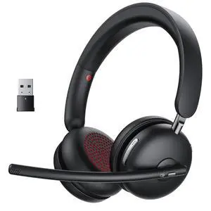 Wireless Headset with Mic for Work, One-Tap Mute & USB Dongle, Bluetooth 5.3 Headset, AI Noise Cancelling Mic, Wireless Headphones with Mic & 65H, Wireless Headset for PC/Teams/Computer/Laptop/Study Wireless Headset with Mic for Work, One-Tap Mute & USB Dongle, Bluetooth 5.3 Headset, AI Noise Cancelling Mic, Wireless Headphones with Mic & 65H, Wireless Headset for PC/Teams/Computer/Laptop/Study