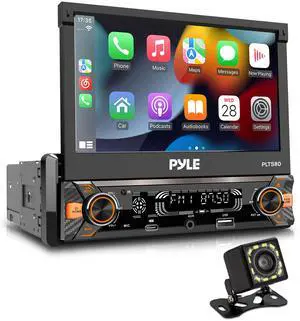 7" Single DIN Car Stereo | Apple CarPlay & Android Auto, Flip-Out 7-Inch IPS Touchscreen, Bluetooth, 1080p Backup Camera, AM/FM, USB, 240 W | Single DIN Head Unit Receiver 7" Single DIN Car Stereo | Apple CarPlay & Android Auto, Flip-Out 7-Inch IPS Touchscreen, Bluetooth, 1080p Backup Camera, AM/FM, USB, 240 W | Single DIN Head Unit Receiver