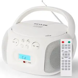 Portable CD Player Boombox AM FM Radio Bluetooth 5.4 Sleep Timer | Cream White retro CD boombox design with full function remote, resume playback, USB FLAC/MP3 and dual speakers for home use Portable CD Player Boombox AM FM Radio Bluetooth 5.4 Sleep Timer | Cream White retro CD boombox design with full function remote, resume playback, USB FLAC/MP3 and dual speakers for home use