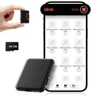 Magnetic Voice Activated Recorder, 64GB(6000H) Recording Device | Voice Recorder, AI Noise Reduction, USB-C OTG Transfer, Long Battery Life, for Interviews, Class Notes and Work Magnetic Voice Activated Recorder, 64GB(6000H) Recording Device | Voice Recorder, AI Noise Reduction, USB-C OTG Transfer, Long Battery Life, for Interviews, Class Notes and Work