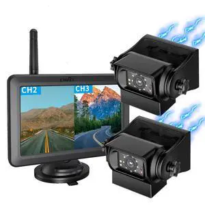 2 Magnetic Wireless Backup Cameras HD1080P w/ 5" Split Screen Monitor Portable No Wiring Trailer Hitch IR Night Vision Rear View Camera for Truck Pickup RV Camper 5th Wheel Boat Horse Trailer 2 Magnetic Wireless Backup Cameras HD1080P w/ 5" Split Screen Monitor Portable No Wiring Trailer Hitch IR Night Vision Rear View Camera for Truck Pickup RV Camper 5th Wheel Boat Horse Trailer