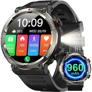 Military Tactical Smart Watches for Men, 1.45" Smart Watch for Android and iPhone, Fitness Tracker Watch with Compass & Flashlight/30-Day Battery/IP68 Waterproof/Heart Rate/120+ Sport Modes(2 Straps) Military Tactical Smart Watches for Men, 1.45" Smart Watch for Android and iPhone, Fitness Tracker Watch with Compass & Flashlight/30-Day Battery/IP68 Waterproof/Heart Rate/120+ Sport Modes(2 Straps)