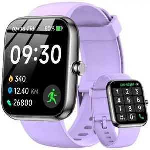 Smart Watch with Alexa Built-in, 1.83" HD Health Fitness Tracker, Bluetooth Calls/Notifications, 120+ Sports Modes, 24/7 Heart Rate/Sleep Tracking, IP68 Waterproof for iPhone and Android (Purple) Smart Watch with Alexa Built-in, 1.83" HD Health Fitness Tracker, Bluetooth Calls/Notifications, 120+ Sports Modes, 24/7 Heart Rate/Sleep Tracking, IP68 Waterproof for iPhone and Android (Purple)