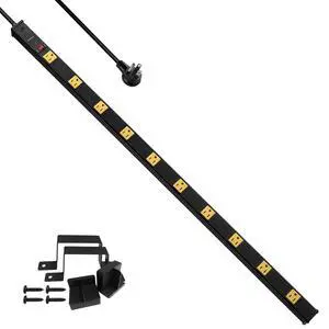 10 Outlet Long Power Strip, 1000 Joules Surge Protector | 6FT Cord, Industrial Heavy Duty, Flat Plug, 15A Breaker, Wall Mountable, Work Bench, Shop, Garage 10 Outlet Long Power Strip, 1000 Joules Surge Protector | 6FT Cord, Industrial Heavy Duty, Flat Plug, 15A Breaker, Wall Mountable, Work Bench, Shop, Garage
