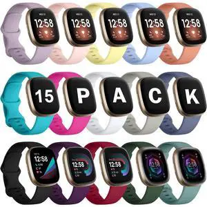 15 Pack Compatible with Fitbit Versa 3 Bands/Versa 4 Bands/Fitbit Sense 2/Sense Bands,Soft Replacement Waterproof Sport Watch Strap Wristband for Fitbit Versa 3 Bands for Women Men Small 15 Pack Compatible with Fitbit Versa 3 Bands/Versa 4 Bands/Fitbit Sense 2/Sense Bands,Soft Replacement Waterproof Sport Watch Strap Wristband for Fitbit Versa 3 Bands for Women Men Small