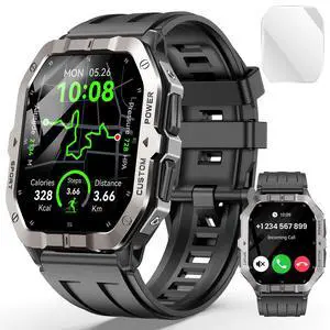 Military Smart Watches Built-in GPS, Bluetooth Call 2.02'' Smart Watches for Men, Heart Rate Monitor, Sleep Monitor, 2 ATM Waterproof, 100+ Sports Modes for Android iPhone Military Smart Watches Built-in GPS, Bluetooth Call 2.02'' Smart Watches for Men, Heart Rate Monitor, Sleep Monitor, 2 ATM Waterproof, 100+ Sports Modes for Android iPhone