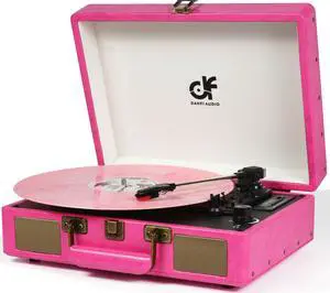 Vintage Bluetooth Suitcase Record Player with Built-in Speakers, 3 Speed Portable Turntable with USB Vinyl Audio Recorder RCA AUX-in & Headphone Jack (Pink) Vintage Bluetooth Suitcase Record Player with Built-in Speakers, 3 Speed Portable Turntable with USB Vinyl Audio Recorder RCA AUX-in & Headphone Jack (Pink)