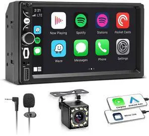 Wireless Double Din Car Stereo A-pple Carplay Radio Screen for Car Audio Receivers, Bluetooth Car Play Android Auto 7" Touchscreen, Car Radio Support Bluetooth, Mirror Link, FM/AM, Type-C Wireless Double Din Car Stereo A-pple Carplay Radio Screen for Car Audio Receivers, Bluetooth Car Play Android Auto 7" Touchscreen, Car Radio Support Bluetooth, Mirror Link, FM/AM, Type-C