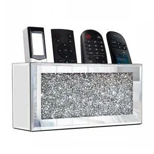 Mirrored Remote Holder, Wall Mounted Crush Diamond Bling Decoration Organizer Storage Box for Remote Phone Pad Wallet Notebook (8.3"×2.5"×4" For 3 or 4 Remote Controls) Mirrored Remote Holder, Wall Mounted Crush Diamond Bling Decoration Organizer Storage Box for Remote Phone Pad Wallet Notebook (8.3"×2.5"×4" For 3 or 4 Remote Controls)