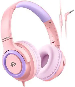 Kids Headphone for School with Microphone, Pink Wired Headphones | Adjustable for Boys/Girls, Soft Ear Muffs, Volume Limit, Foldable, Lightweight On-Ear Headphones for ipad/Travel/Tablet Kids Headphone for School with Microphone, Pink Wired Headphones | Adjustable for Boys/Girls, Soft Ear Muffs, Volume Limit, Foldable, Lightweight On-Ear Headphones for ipad/Travel/Tablet