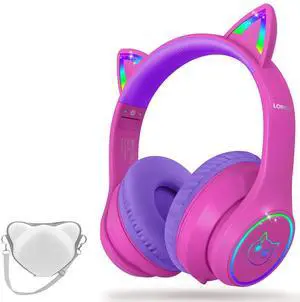Bluetooth 5.4 Kids Headphones with Case - RGB LED Light Up Cat Ears Foldable Adjustable Over Ear Headphone Support Wireless or 3.5mm Wired Mode for Toddler & Girls & Boys Teens Bluetooth 5.4 Kids Headphones with Case - RGB LED Light Up Cat Ears Foldable Adjustable Over Ear Headphone Support Wireless or 3.5mm Wired Mode for Toddler & Girls & Boys Teens