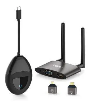 Wireless USB C HDMI Transmitter and Receiver 4K, Dual Transmit Ports, HDMI & VGA Dual Screens, 2.4/5G Streaming Smooth Video/Audio Extender 165FT/50M for Mac, Cable Box,Phone, Laptop,Blu-ray Wireless USB C HDMI Transmitter and Receiver 4K, Dual Transmit Ports, HDMI & VGA Dual Screens, 2.4/5G Streaming Smooth Video/Audio Extender 165FT/50M for Mac, Cable Box,Phone, Laptop,Blu-ray