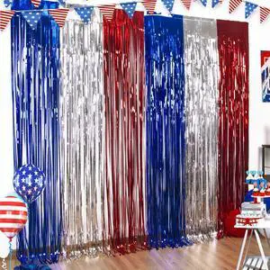 4th of July Decorations Red White Blue Foil Fringe Curtains, 3 Pack | Patriotic Photobooth Props, Party Backdrop, Fourth of July Streamers, USA Themed Labor Day, Veterans Day, Election Day Decor 4th of July Decorations Red White Blue Foil Fringe Curtains, 3 Pack | Patriotic Photobooth Props, Party Backdrop, Fourth of July Streamers, USA Themed Labor Day, Veterans Day, Election Day Decor