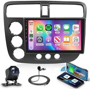 2G+64G Android 13 Car Stereo for Honda Civic 2001-2005 with Wireless Carplay Android Auto, 9 Inch Touch Screen Radio Support GPS, WiFi, Bluetooth, FM, SWC, Backup Camera 2G+64G Android 13 Car Stereo for Honda Civic 2001-2005 with Wireless Carplay Android Auto, 9 Inch Touch Screen Radio Support GPS, WiFi, Bluetooth, FM, SWC, Backup Camera