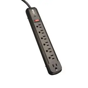 7 Outlet (6 Right Angle + 1 Transformer Outlet) Surge Protector Power Strip, 4ft Cord, Black, & $25K INSURANCE (TLP74RB) 7 Outlet (6 Right Angle + 1 Transformer Outlet) Surge Protector Power Strip, 4ft Cord, Black, & $25K INSURANCE (TLP74RB)