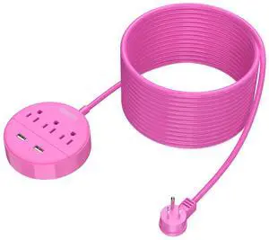 Pink Extension Cord 25ft, Flat Plug Power Strip with Long Extension Cord, 3 Outlet 2 USB Compact Desktop Charging Station Wall Mount for TV Living Room, Dorm, Office and Nightstand Pink Extension Cord 25ft, Flat Plug Power Strip with Long Extension Cord, 3 Outlet 2 USB Compact Desktop Charging Station Wall Mount for TV Living Room, Dorm, Office and Nightstand