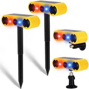 2 Pack Solar Outdoor Motion Sensor Alarm with Stake Animal Deterrent 2 x 129dB Loud Noisemaker 13 Sound Detector Strobe Light, 4 Mode Dog Barking Alarm Sensor on Ground or Fence 2 Pack Solar Outdoor Motion Sensor Alarm with Stake Animal Deterrent 2 x 129dB Loud Noisemaker 13 Sound Detector Strobe Light, 4 Mode Dog Barking Alarm Sensor on Ground or Fence
