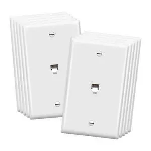 RJ11 Telephone Jack Wall Plate, 6-Position 4-Conductor 6P4C (2 Line Support), 1-Gang 4.50" x 2.76", 6611-W-10PCS, White (10 Pack) RJ11 Telephone Jack Wall Plate, 6-Position 4-Conductor 6P4C (2 Line Support), 1-Gang 4.50" x 2.76", 6611-W-10PCS, White (10 Pack)