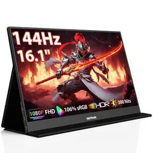 16.1'' 144Hz Portable Gaming Monitor, 106% sRGB 1080P Travel Screen | USB-C HDMI External Display HDR Portable Monitor w/Smart Cover, 2nd Screen for Laptop, PC, Mac, Switch, PS5/4, Xbox 16.1'' 144Hz Portable Gaming Monitor, 106% sRGB 1080P Travel Screen | USB-C HDMI External Display HDR Portable Monitor w/Smart Cover, 2nd Screen for Laptop, PC, Mac, Switch, PS5/4, Xbox