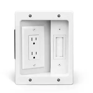 Wall Cable Concealer Management Box Recessed Outlet Wall Mount Behind TV | Cable Management Recessed Outlet Kit in Wall TV Connection Kit Hides Power Cables & Low Voltage Wires Fits All Plugs Wall Cable Concealer Management Box Recessed Outlet Wall Mount Behind TV | Cable Management Recessed Outlet Kit in Wall TV Connection Kit Hides Power Cables & Low Voltage Wires Fits All Plugs