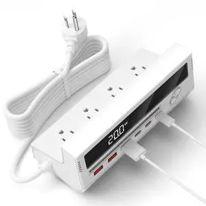 10-in-1 USB Charging Station, 4 Outlets Power Strip with 6 USB, 5 FT Long Extension Cord, 45° Flat Plug, 20W Fast Mulit Charging Station for Home Office Travel Plug Extension Outlet (White) 10-in-1 USB Charging Station, 4 Outlets Power Strip with 6 USB, 5 FT Long Extension Cord, 45° Flat Plug, 20W Fast Mulit Charging Station for Home Office Travel Plug Extension Outlet (White)
