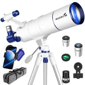 Telescope for Adults & Kids, 90mm Aperture 550mm Refractor | High Powered, Portable Travel Telescopes, for Beginners Stargazing, with Tripod, Phone Adapter, Moon Filter, Carry Bag Telescope for Adults & Kids, 90mm Aperture 550mm Refractor | High Powered, Portable Travel Telescopes, for Beginners Stargazing, with Tripod, Phone Adapter, Moon Filter, Carry Bag