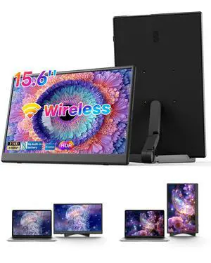 Wireless Monitor,1080P IPS Slim Portable Monitor Support AirPlay Miracast | Wireless Portable Monitor with USB-C HDMI /VESA/Sleeve, 15.6 inch Portable Monitor for Laptop/ PS4/5/Switch/Mac /Phone/Xbox Wireless Monitor,1080P IPS Slim Portable Monitor Support AirPlay Miracast | Wireless Portable Monitor with USB-C HDMI /VESA/Sleeve, 15.6 inch Portable Monitor for Laptop/ PS4/5/Switch/Mac /Phone/Xbox