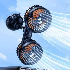 Dual Head Suction Cup Car Cooling Fan for Window Dashboard, 4000Mah Battery Powered Rechargeable USB Car Fans That Blow Cold Air, Cooler for Semi Truck Rv Van Tractor Cab Vehicles without Ac Dual Head Suction Cup Car Cooling Fan for Window Dashboard, 4000Mah Battery Powered Rechargeable USB Car Fans That Blow Cold Air, Cooler for Semi Truck Rv Van Tractor Cab Vehicles without Ac