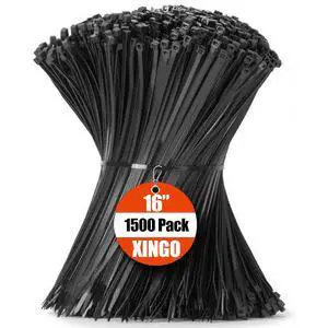 16 Inch Black Zip Ties 1500 PCS, 85 LBS Tensile Strength, UV Resistant Cable Ties, Premium Self-locking Plastic Ties for Indoor and Outdoor Use 16 Inch Black Zip Ties 1500 PCS, 85 LBS Tensile Strength, UV Resistant Cable Ties, Premium Self-locking Plastic Ties for Indoor and Outdoor Use