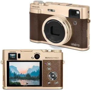 Retor MND70 48MP Digital Camera, 5K Video, Viewfinder (Gold Brown) | Waterproof design captures photos and HD video at the beach, pool and on outdoor adventures Retor MND70 48MP Digital Camera, 5K Video, Viewfinder (Gold Brown) | Waterproof design captures photos and HD video at the beach, pool and on outdoor adventures