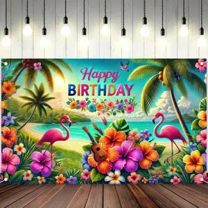 Hawaiian Birthday Banner Hawaiian Party Decorations 71x43 Inch | Tropical Backdrop Luau Banner Happy Birthday Sign Beach Theme Background Happy Backdrop for Celebration Party Decor Island Hawaiian Birthday Banner Hawaiian Party Decorations 71x43 Inch | Tropical Backdrop Luau Banner Happy Birthday Sign Beach Theme Background Happy Backdrop for Celebration Party Decor Island