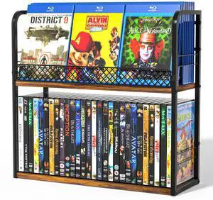 2-Tier DVD Storage Rack, DVD Shelf, DVD Holder Organizer with Display Top Shelf & Non-slip Pads, Stores Up to 56 DVDs, Retro DVD Stand Tower for Music Enthusiasts, Collection 2-Tier DVD Storage Rack, DVD Shelf, DVD Holder Organizer with Display Top Shelf & Non-slip Pads, Stores Up to 56 DVDs, Retro DVD Stand Tower for Music Enthusiasts, Collection