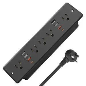13 in 1 Recessed Power Strip Flat Plug, with USB, Black, 6FT Cord | 20W Fast Charging Furniture Outlet, Conference Surge Protection Socket with 5 AC Plugs, 6 USB-A 2 USB-C 13 in 1 Recessed Power Strip Flat Plug, with USB, Black, 6FT Cord | 20W Fast Charging Furniture Outlet, Conference Surge Protection Socket with 5 AC Plugs, 6 USB-A 2 USB-C