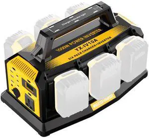 1200W Power Inverter for Dewalt 20V Battery,Compatible Battery Charger of 6 Ports Each 6A,20V to 110V Pure Sine Wave Inverter with 3 USB-A/Type-C/DC Port, Light,Cigarette Lighter Socket for Emergency 1200W Power Inverter for Dewalt 20V Battery,Compatible Battery Charger of 6 Ports Each 6A,20V to 110V Pure Sine Wave Inverter with 3 USB-A/Type-C/DC Port, Light,Cigarette Lighter Socket for Emergency