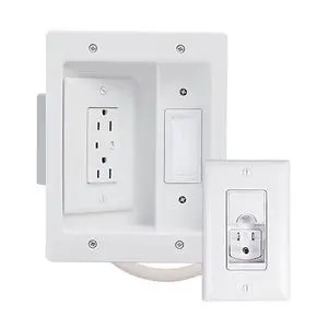 Legrand OnQ inWall TV Power Kit with Surge Protected Outlet Recessed TV Wall Box & Cable Management Kit for Hiding Wires, Mounting Power Behind TV, Low Voltage PlugandPlay, White Legrand OnQ inWall TV Power Kit with Surge Protected Outlet Recessed TV Wall Box & Cable Management Kit for Hiding Wires, Mounting Power Behind TV, Low Voltage PlugandPlay, White