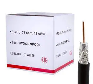 Cable RG6 UTP 1000 ft Shielded Coaxial Cable ETL Listed for use with Audio, Video, and CATV/MATV Transmission. Black (1000 Ft, Black) Cable RG6 UTP 1000 ft Shielded Coaxial Cable ETL Listed for use with Audio, Video, and CATV/MATV Transmission. Black (1000 Ft, Black)