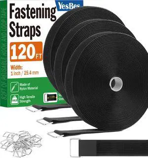1" x120ft Hook and Loop Straps with 60 Metal Buckles, Adjustable Fastening Cinch Straps, Cut to Length Cable Straps, Reusable Nylon Straps 1 Inch Wide for Organizer or Storage, Black 1" x120ft Hook and Loop Straps with 60 Metal Buckles, Adjustable Fastening Cinch Straps, Cut to Length Cable Straps, Reusable Nylon Straps 1 Inch Wide for Organizer or Storage, Black