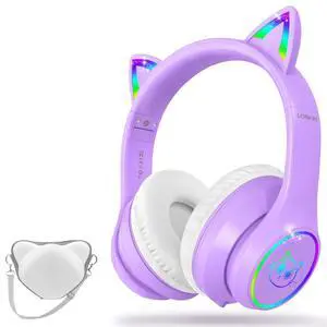 Bluetooth 5.4 Kids Headphones with Case - RGB LED Light Up Cat Ears Foldable Adjustable Over Ear Headphone Support Wireless or 3.5mm Wired Mode for Toddler & Girls & Boys Teens Bluetooth 5.4 Kids Headphones with Case - RGB LED Light Up Cat Ears Foldable Adjustable Over Ear Headphone Support Wireless or 3.5mm Wired Mode for Toddler & Girls & Boys Teens
