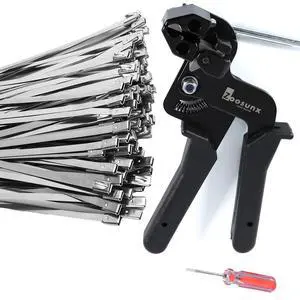 Metal Zip Tie Tool Kit: Heavy-Duty Stainless Steel Cable Tie Tensioner with 100PCS 11.8-Inch Self-Locking Metal Zip Ties for Fencing, Exhaust, Pipes & Industrial Repairs(100PCS+TOOL, SILVER) Metal Zip Tie Tool Kit: Heavy-Duty Stainless Steel Cable Tie Tensioner with 100PCS 11.8-Inch Self-Locking Metal Zip Ties for Fencing, Exhaust, Pipes & Industrial Repairs(100PCS+TOOL, SILVER)
