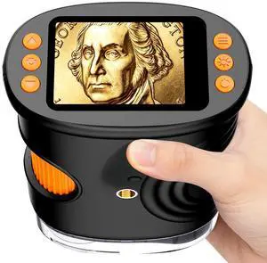 1000X Coin Microscope with Lights, Digital Handheld Coin Magnifier with 8 Adjustable LED Light, Portable Rechargeable Pocket Microscope Compatible with Windows/Mac, Black 1000X Coin Microscope with Lights, Digital Handheld Coin Magnifier with 8 Adjustable LED Light, Portable Rechargeable Pocket Microscope Compatible with Windows/Mac, Black