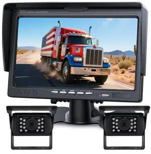 Backup Camera Monitor Kit,7" HD 1080P Monitor,IP69 Waterproof Rearview Reversing Rear View Camera for Truck Trailer Semi-Trailer Box Truck RV Pickup Truck,Easy Installation (Dual Cam) Backup Camera Monitor Kit,7" HD 1080P Monitor,IP69 Waterproof Rearview Reversing Rear View Camera for Truck Trailer Semi-Trailer Box Truck RV Pickup Truck,Easy Installation (Dual Cam)