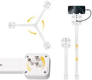 Outlet Extender Stick, 360° Rotating Wall Plug with 4 AC Outlets, USB-C PD 20W Fast Charging, 2 USB-A & 2 USB-C Ports, 18"-27" Adjustable Electrical Power Strip for Hard-to-Reach Outlets Outlet Extender Stick, 360° Rotating Wall Plug with 4 AC Outlets, USB-C PD 20W Fast Charging, 2 USB-A & 2 USB-C Ports, 18"-27" Adjustable Electrical Power Strip for Hard-to-Reach Outlets